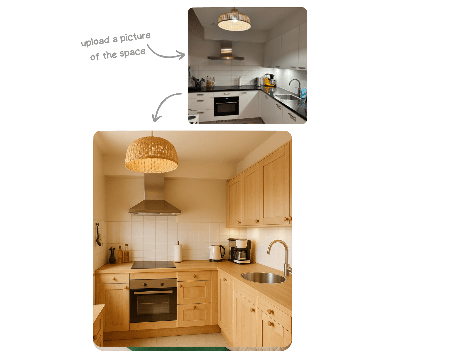 AI generated interior design - kitchen transformation example